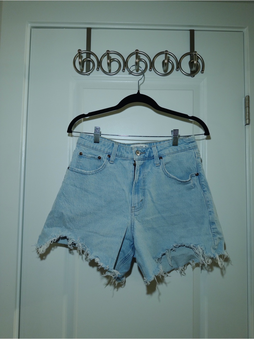 Abercrombie & Fitch The Dad Short Light Blue High Rise Denim Shorts